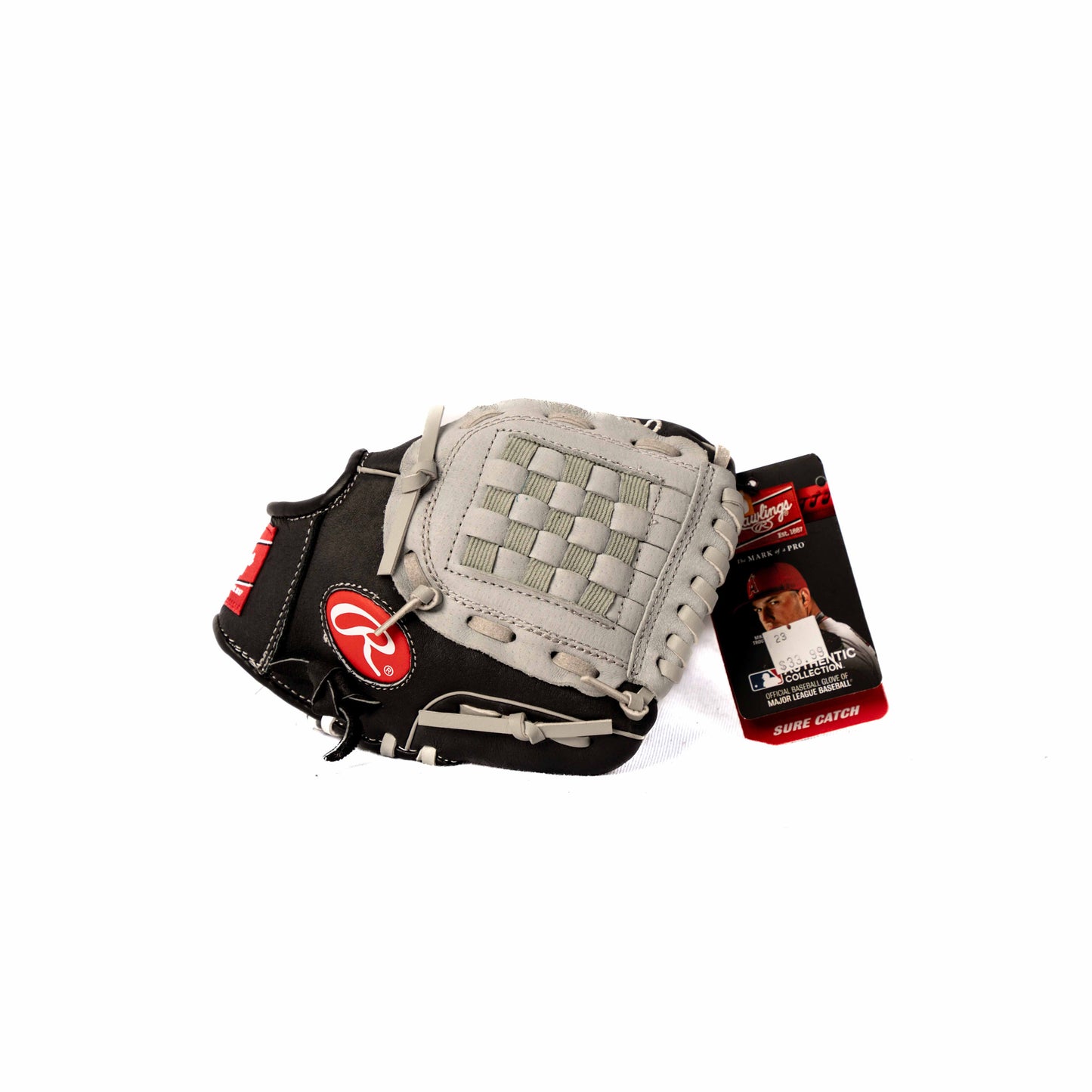 RAWLINGS BB GLOVE, GRAY/BLACK, 9.5"